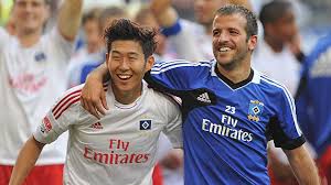 Rafael Van Der Vaart And Son Heung Min Of Hamburg Sv Premier League Football Soccer