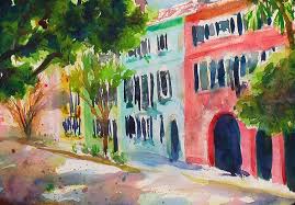 Rainbow row charleston art print charleston sc artwork | etsy. Painting Rainbow Row Charleston Watercolor Painting Tutorial