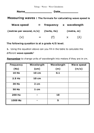 It should be noted that some particular waves have their own specific speeds: The Wave Speed Equation Teaching Resources