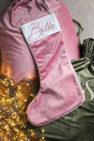 Buy now velvet christmas stocking, $75. Personalised Velvet Christmas Stocking Rose Miss Poppy Design