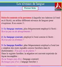 Les Niveaux De Langue Soutenu Courant Familier Moddou Fle Niveau De Langue Apprendre Le Francais Pdf Fle