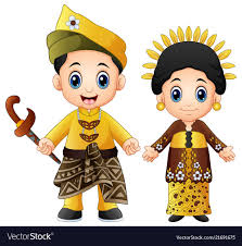 Illustration Of Cartoon Malaysia Couple Wearing Traditional Costumes Download A Free Preview Or High Quality Adobe Illustrator Ai Kartun Poster Musim Animasi