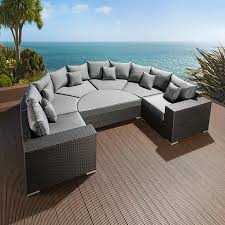 large outdoor garden u shape 8 seater sofa group black rattan wicker 6 rattan corner sofa outdoor garden furniture outdoor