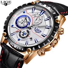 2018 Lige Mens Saatler Moda Casual Spor Kuvars Izle Erkekler Chronograp Saat Adam Deri Is Bilek Izle Relogio Masculino Www Modaeffect Org