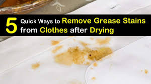 Shake off the excess, and cover the area where the stain used to be with liquid dish soap. 5 Quick Ways To Remove Grease Stains From Clothes After Drying