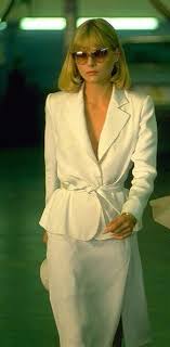 Michelle pfeiffer and al pacino in scarface universal. Michelle Pfeiffer S White Suit In Scarface 1980s Fashion Trends 1980s Fashion Fashion