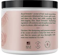 Twist the towel to get any excess water out, then wrap it around your head. Buy Royal Formula Coconut Oil Hair Mask Deep Conditioner Hydrating Hair Treatment Repairs Dry Damaged Color Treated Bleached Hair Hydrates Stimulates Hair Growth 8 Oz Online In Italy B085j17ytw