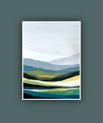 Abstract mountain lake and grassy lake bed view with reeds in the foreground. Original Abstract Mountain Painting Acrylic Painting On Watercolor Paper If You Would Like Mountain Painting Acrylic Mountain Paintings Abstract Art Painting