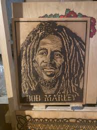 Bob Marley Pyrography Reclaimed Wood Art