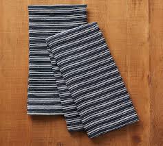 caravan boat striped linen tea towel