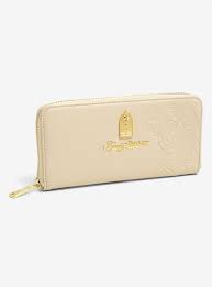 This Cream Colored Beauty And The Beast Wallet Features A Debossed Image Of Belle And Has A Golden En Disney Handbags Disney Beauty And The Beast Zip Wallet