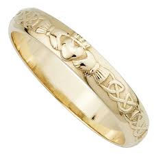 Our gold wedding bands are a beautiful way to celebrate your marriage and. Claddagh Ring Ladies 14k Gold Claddagh Wedding Band At Irishshop Com S2305