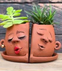 Custom Face Bookend Planters: Pottery Process Explained