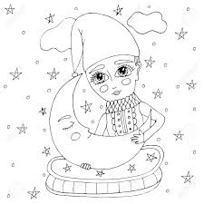 All coloring book pages, including these ben 10 coloring pages are free. Little Man With Moon And Star Coloring Page Black Line Art Element Royalty Free Cliparts Vectors And Stock Illustration Image 122784673