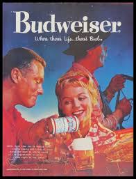 Vintage 1959 Magazine Bud Beer Ad Budweiser Mid Century Bar Man Cave Wall Decor Collage Scrapbooking Paper Ephe Beer Ad Beer Advertising Budweiser Beer