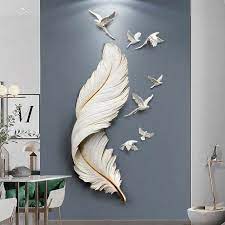 Nordic Luxury Frp Feather Wall Hanging Birds Home Livingroom Sofa Background Wall Sticker Crafts Office Wall Mural Decoration Wall Stickers Aliexpress Feather Wall Large Wall Decor Office Wall Mural