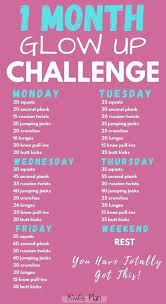 1 Month Glow Up Challenge In 2020 Month Workout Challenge Month Workout Calorie Workout