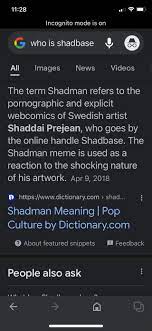 Incognito mode is on who is shadbase G All Images News Videos The term  Shadman refers to the pornographic and explicit welcomics of Swedish artist  Shaddai Prejean, who goes by the online