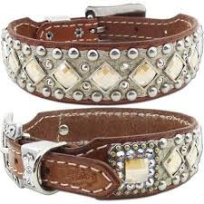 Western Leather Dog Collar Embossed Gator Studs And Bling Leather Dog Collars Western Leather Dog Collar Jeweled Dog Collars