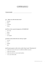 We love quizzes january 6, 2020. Coffee Quiz 2 English Esl Worksheets For Distance Learning And Physical Classrooms