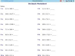 Worksheet will open in a new window. Decimal Worksheets Multiplying Decimals By 10 Or 100 For Grade 5 Answer Key Worksheets Free Dubai Khalifa