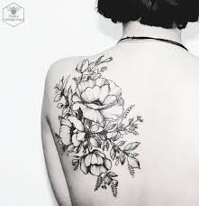 Black And White Flower Outline Tattoo Black Floral Tattoo By Diana Severinenko Tattoos Flower Tattoos Shoulder Tattoo