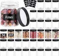 36PCS 8OZ Plastic Jars with Screw On Lids,Labels Refillable Empty Round Slime Containers for Storing Dry Food, Honey Jam, Cream, Butter, Lotion ...