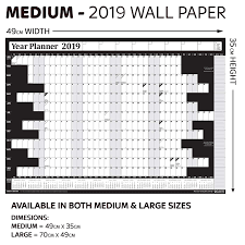 70cm X 49cm Folded 2019 Year Yearly Annual Office Home Wall