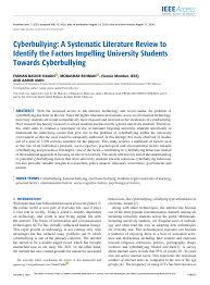 I hope this content give you inspiration. Pdf Cyberbullying A Systematic Literature Review To Identify The Factors Impelling University Students Towards Cyberbullying