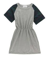 Cynthia Rowley Womens Jersey Plaid Shirt Dress