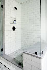 The shower's glass walls provide unobstructed views of the natural stone, which stretches onto the angled ceiling. Master Bathroom Subway Tile Shower Tile Ideas Decoomo