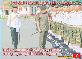 Dalam jenjang kepangkatan perwira tinggi angkatan darat terdiri dari empat kepangkatan. Tiada Kompromi Terhadap Warga Tentera Darat Yang Menjadi Liabiliti Panglima Pressreader