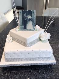 Diamond Anniversary Cake With Photo Made With Edible Printing 60 Wedding Anniversary Cake Wedding Anniversary Cakes 50th Wedding Anniversary Cakes