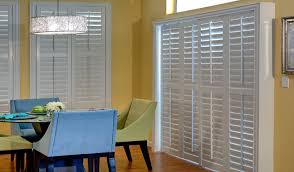 French doors allow an incredible amount of natural light into a room when they are open or not covered by window treatments. Plantation Shutters The Top Patio Door Window Treatment In San Diego Sunburst Shutters