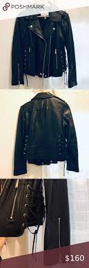 Bcbgeneration 100 Leather Side Lace Up Jacket Nwot Wearing All Black Lace Up Black Leather Jacket