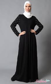 Model baju gamis warna hitam tangan kembung. 50 Model Gamis Warna Hitam Polos Kombinasi Terbaru