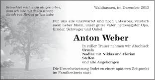 Traueranzeigen von Anton Weber