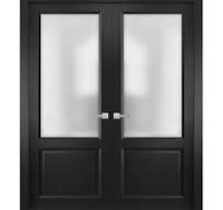 Amazon.com: SARTODOORS Puertas dobles francesas de interior sólido de 72 x  80 pulgadas, color negro mate Lucía 22 con vidrio esmerilado, bordes de ...