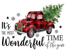 Christmas Plaid Red Truck Digital Png Christmas Truck Christmas Red Truck Christmas Clipart