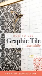 Modern Spanish Glam Using Graphic Tile Tastefully Savvy Interiors Graphic Tiles Vintage Bathroom Vanities Interior Design Blog
