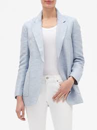 Linen Patch Pocket Open Blazer Banana Republic Factory Business Casual Attire For Women Business Casual Attire Open Blazer