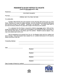 Fill out, securely sign, print or email your 60 day notice vacate form instantly with signnow. 30 Day Notice To Vacate Fill Online Printable Fillable Blank Pdffiller