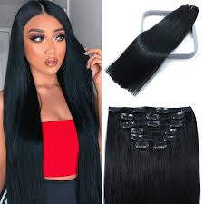 Hair extensions for black women hairstyles new arrival hair extensions for black women hairstyles on sale hair extensions for black women hairstyles of high quality available in various lengths and colors to meet the beauty demand of every woman. Buy Windtouch Clip In Hair Extensions Human Hair Jet Black Hair Extensions Solid Black For Black Women 15inch 70g Straight 1 Gift For Women Online In Indonesia B08zhtp8t9