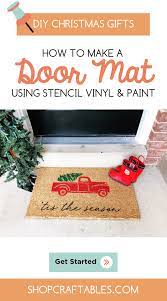 Holiday Diy How To Make A Doormat Using Stencil Vinyl And Paint Diy Christmas Door Easy Christmas Diy Holiday Diy