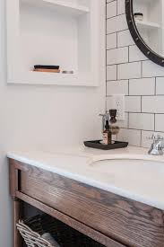 white subway tile backsplash bathroom