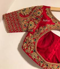 Bridal Blouse Stunning Red Color Designer Blouse With Floret Lata Design Hand Embr Embroidered Blouse Designs Cutwork Blouse Designs Embroidery Blouse Designs