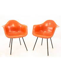 George nelson for herman miller mid century modern slat bench72 long x 18.5 deep x 14.5 highrestored vintage condition. Early Herman Miller Mid Century Salmon Shell Chairs Pair