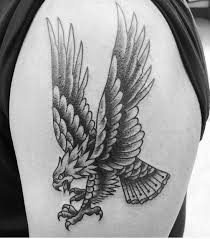 Black And White Traditional Eagle Chest Tattoo Traditional Eagle In 2020 Traditional Tattoo Black And Grey Black And Grey Tattoos Chest Tattoo Black And Grey