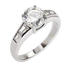Solitaire With Accents Engagement Ring Cubic Zirconia Stainless Steel Wedding Band This Stainless Steel Wedding Bands Titanium Jewelry Classic Solitaire Ring