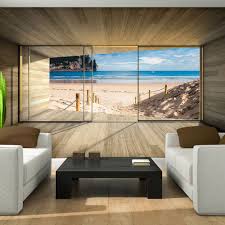Photo Wallpaper Giant Nature Beach Window Effect Wall Mural 3308ve Beach Wall Decor Beach Interior Design Window Wall Decor